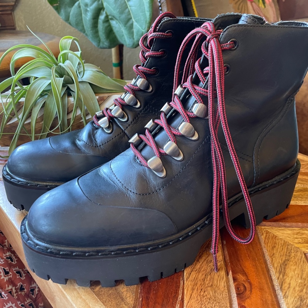 Zara Leather Combat Boots - Picture 3 of 9